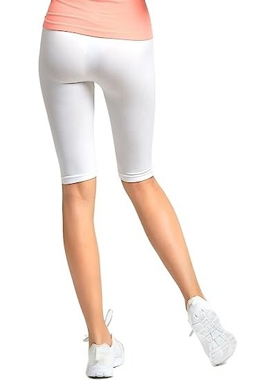 Women's ribbed waistband knee high solid color leggings -3 pack